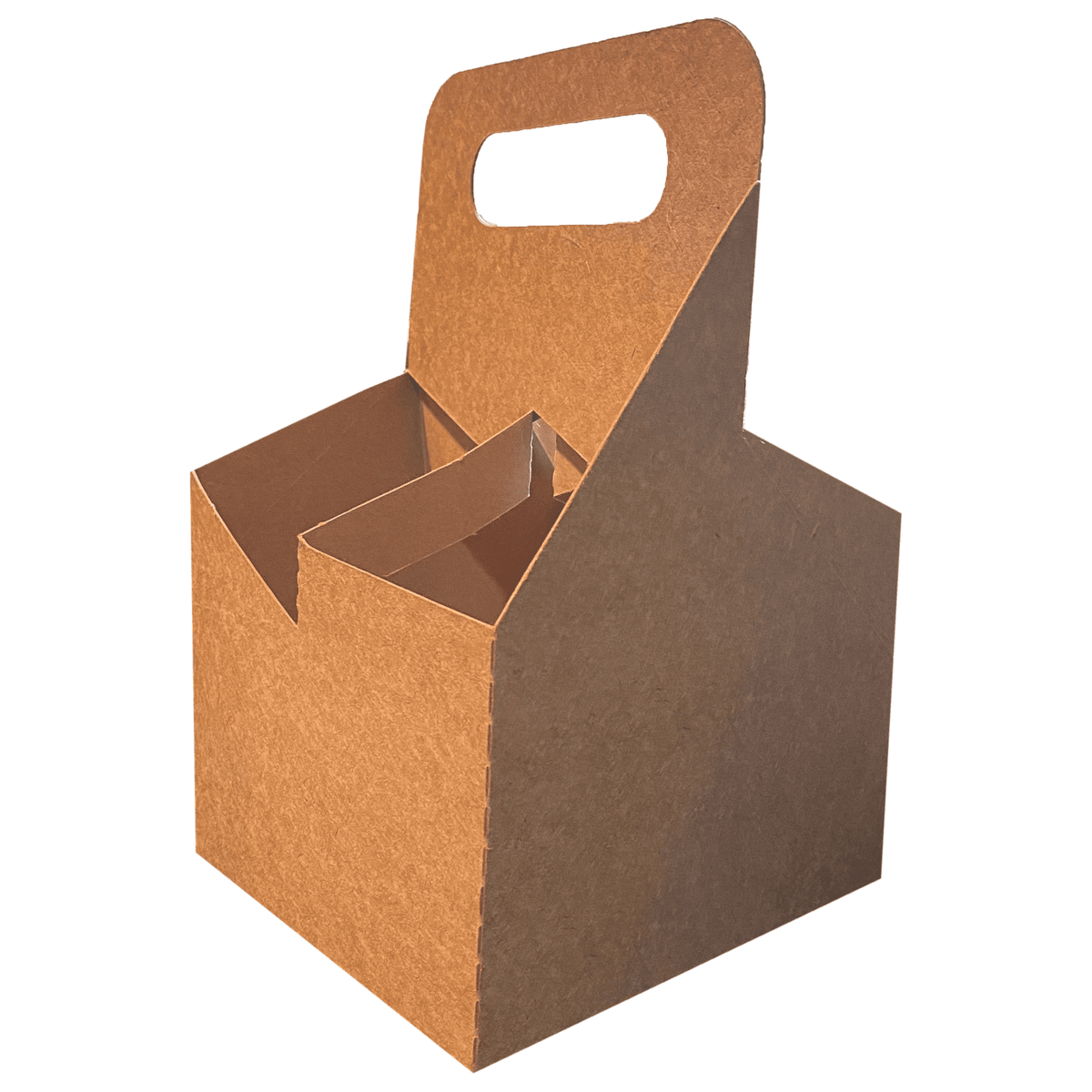 Corrugated Kraft Four-Cup Carrier with Cut-Out Handle for Takeaway Drinks - Image 2