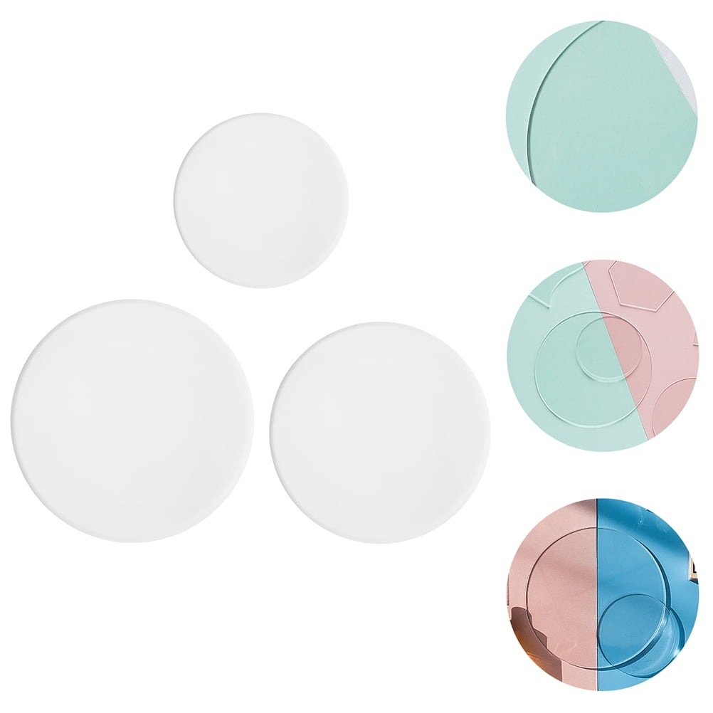 Round Acrylic Wall Discs in White, Set of Three Decorative Mirror Panels - Image 6