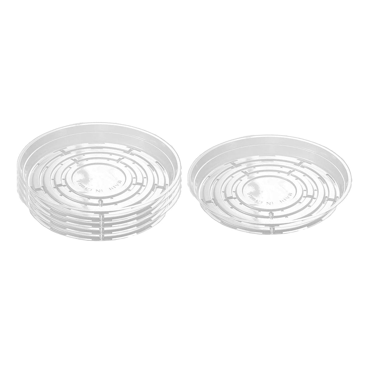 Clear Round Plant Saucers in Thick Plastic, Five 8-Inch Drip Trays - Image 2